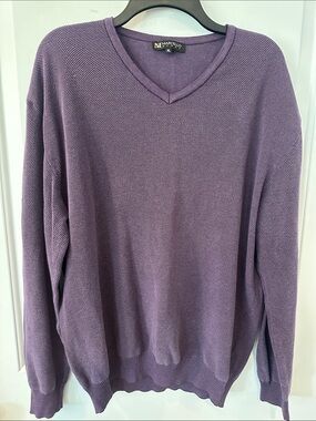 Marcello Men's Purple V-Neck Sweater